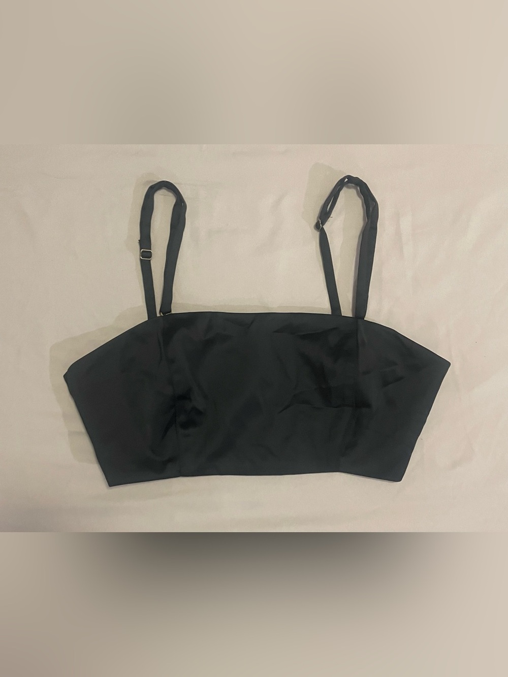 Women's Black Cropped Strap Top